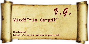 Vitáris Gergő névjegykártya